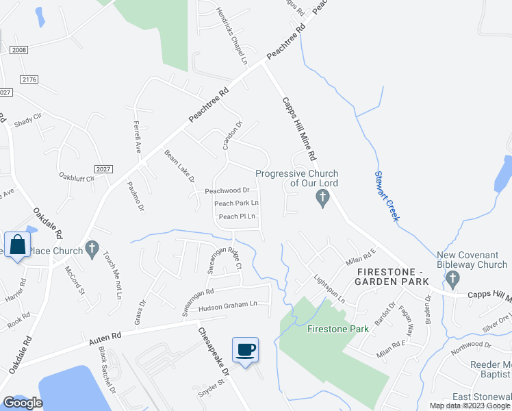 map of restaurants, bars, coffee shops, grocery stores, and more near 1305 Peach Park Lane in Charlotte
