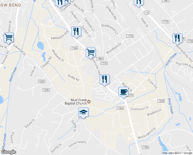 map of restaurants, bars, coffee shops, grocery stores, and more near 1411 Greenville Highway in Hendersonville
