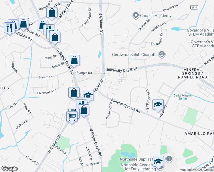 map of restaurants, bars, coffee shops, grocery stores, and more near 7150 Somerset Springs Drive in Charlotte