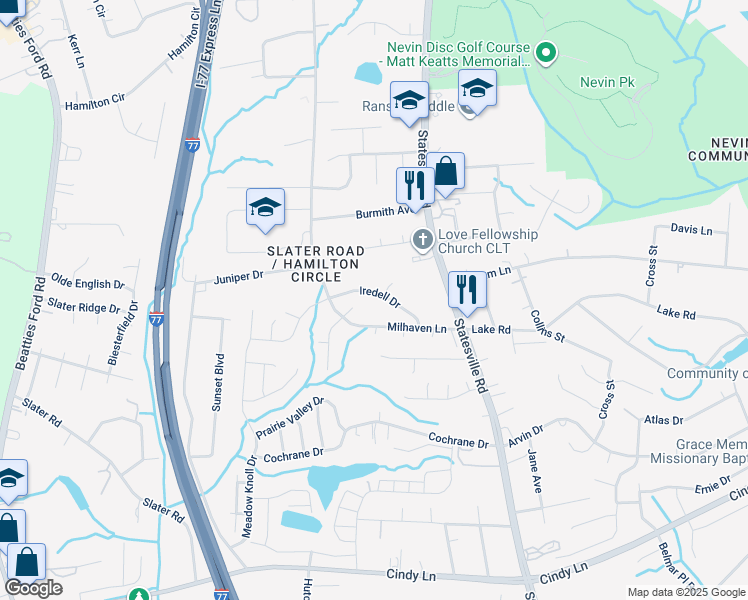 map of restaurants, bars, coffee shops, grocery stores, and more near in Charlotte