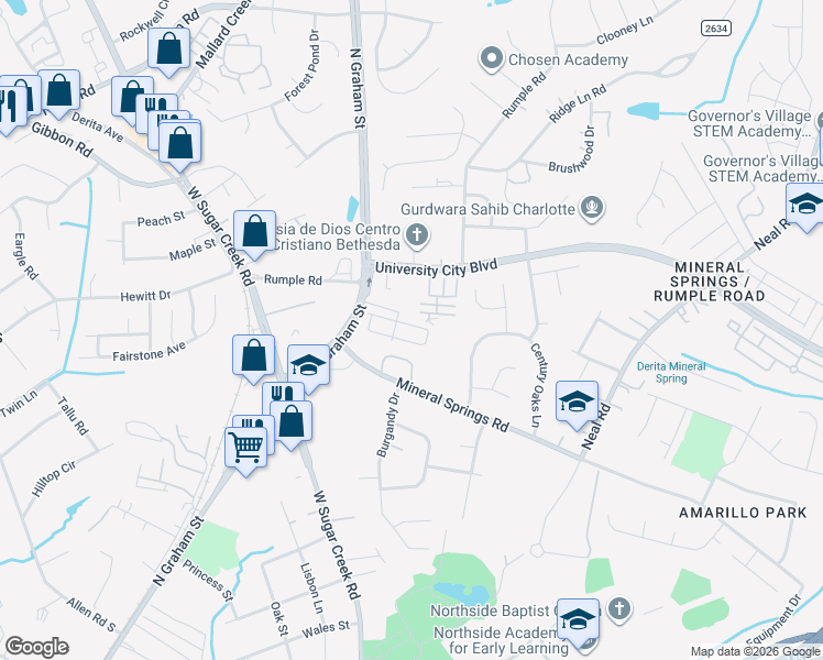 map of restaurants, bars, coffee shops, grocery stores, and more near in Charlotte