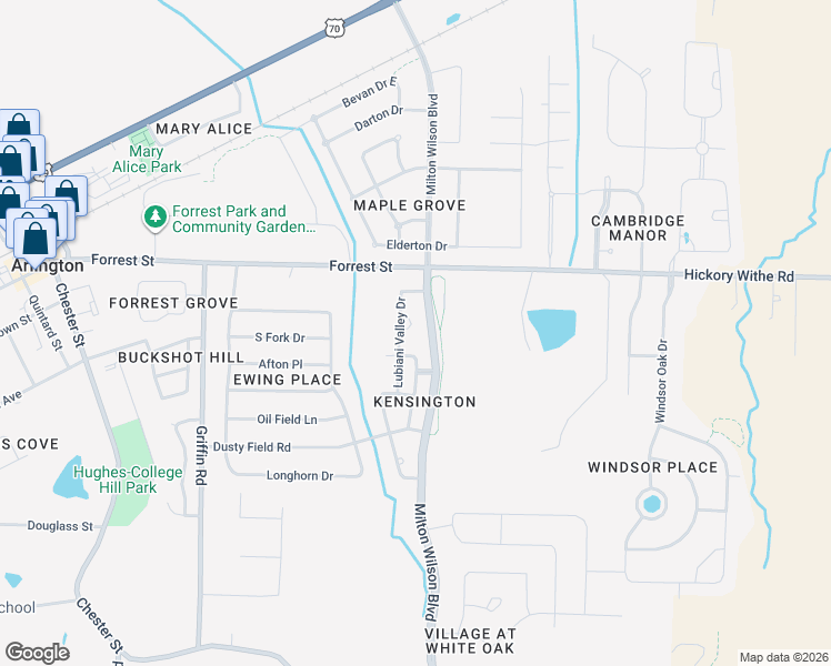 map of restaurants, bars, coffee shops, grocery stores, and more near 6146 Addie Glen Drive in Arlington