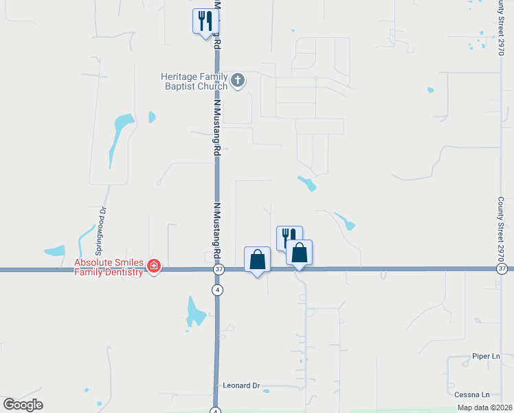 map of restaurants, bars, coffee shops, grocery stores, and more near 121 Fawn in Tuttle