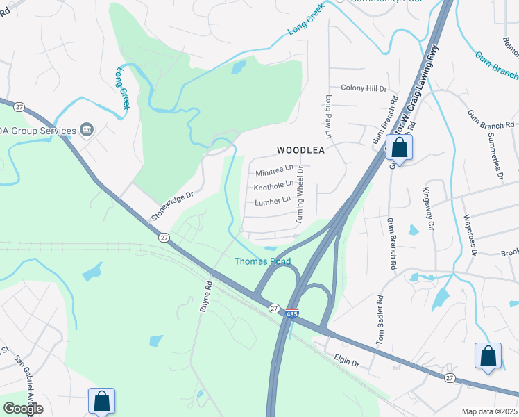 map of restaurants, bars, coffee shops, grocery stores, and more near 729 Lumber Lane in Charlotte