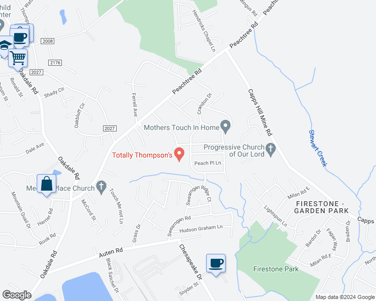 map of restaurants, bars, coffee shops, grocery stores, and more near 1509 Crandon Drive in Charlotte