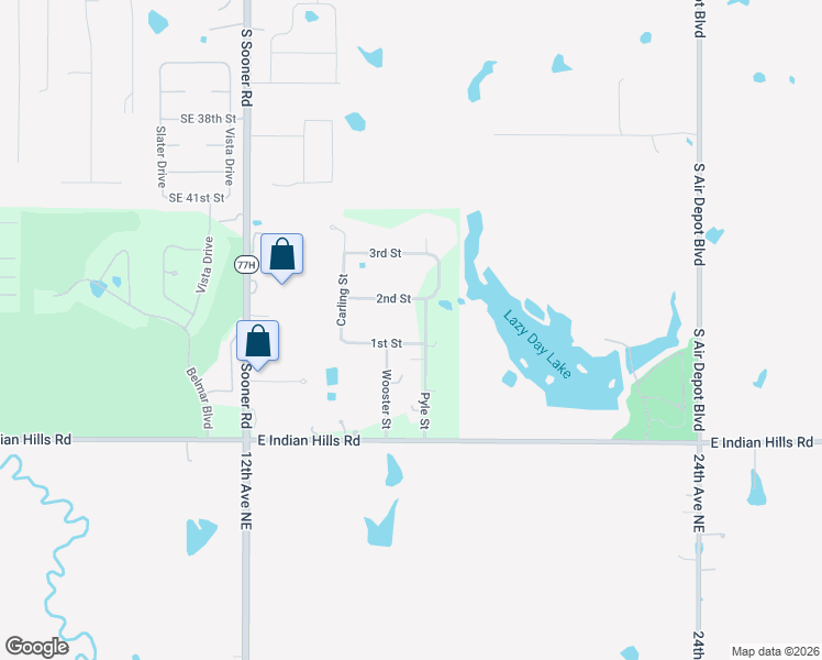 map of restaurants, bars, coffee shops, grocery stores, and more near 1660 2nd Street in Norman