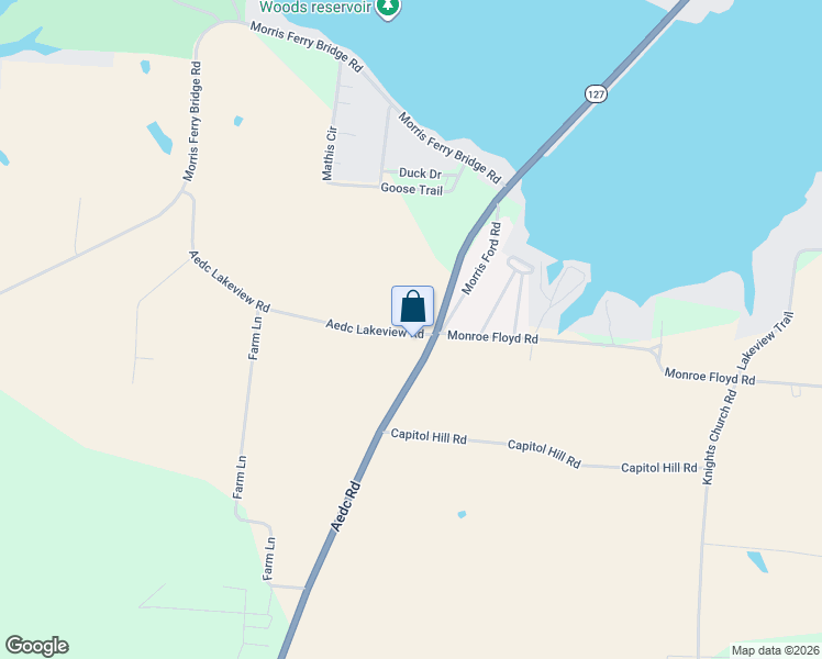 map of restaurants, bars, coffee shops, grocery stores, and more near 34 Aedc Lakeview Road in Estill Springs