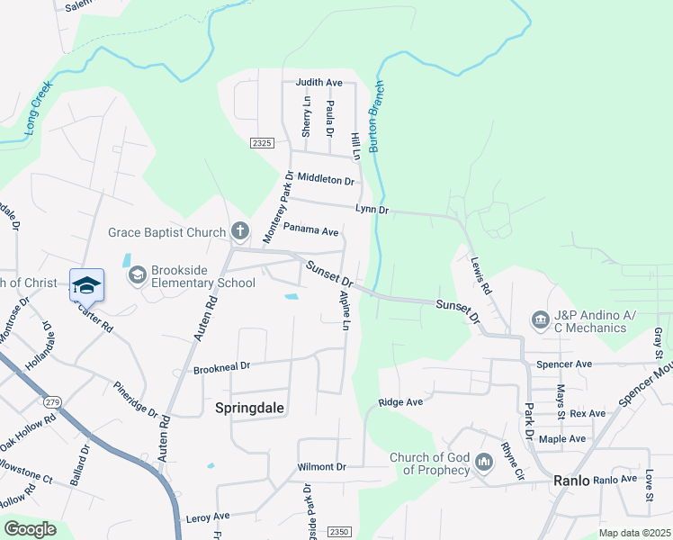 map of restaurants, bars, coffee shops, grocery stores, and more near 2118 Panama Avenue in Gastonia