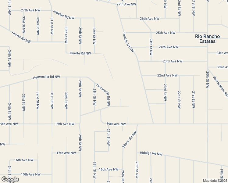 map of restaurants, bars, coffee shops, grocery stores, and more near Huerta Road Northwest in Rio Rancho