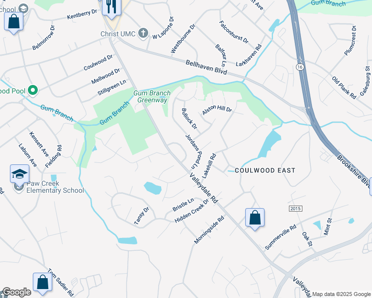 map of restaurants, bars, coffee shops, grocery stores, and more near 922 Oakshire Circle in Charlotte