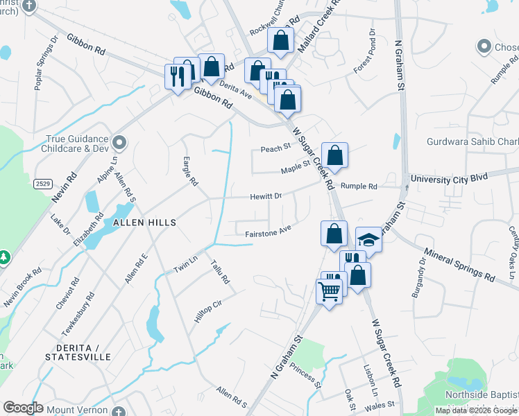 map of restaurants, bars, coffee shops, grocery stores, and more near in Charlotte