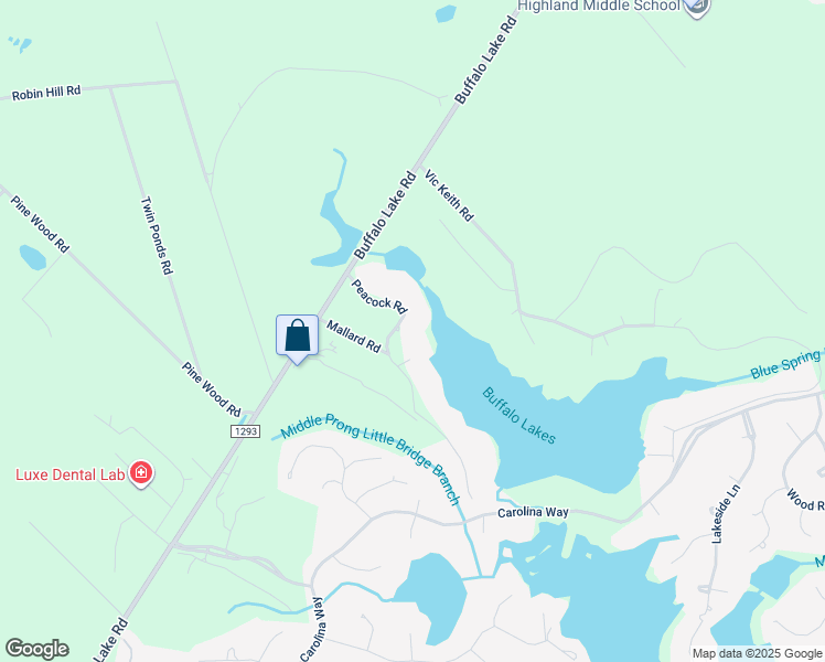 map of restaurants, bars, coffee shops, grocery stores, and more near 153 Peacock Road in Sanford