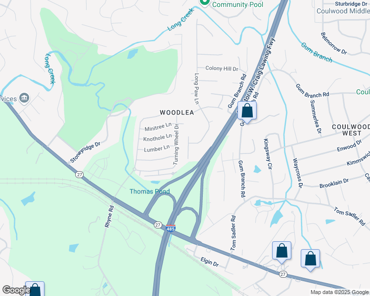 map of restaurants, bars, coffee shops, grocery stores, and more near 1638 Ledson Court in Charlotte