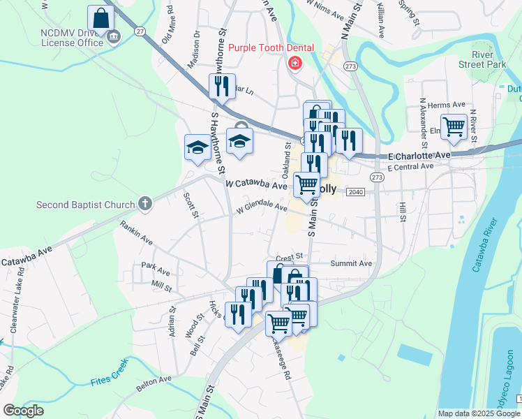 map of restaurants, bars, coffee shops, grocery stores, and more near 227 West Glendale Avenue in Mount Holly