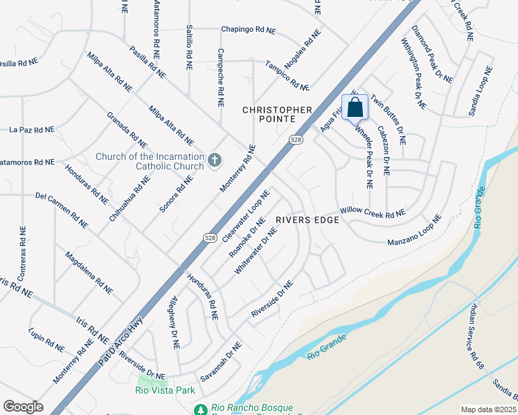 map of restaurants, bars, coffee shops, grocery stores, and more near 1949 Clearwater Loop Northeast in Rio Rancho