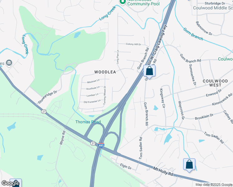 map of restaurants, bars, coffee shops, grocery stores, and more near 1814 Long Paw Lane in Charlotte