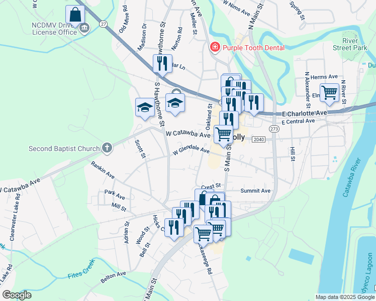 map of restaurants, bars, coffee shops, grocery stores, and more near 227 West Glendale Avenue in Mount Holly