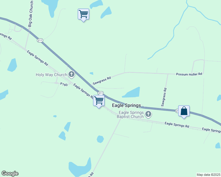 map of restaurants, bars, coffee shops, grocery stores, and more near Tuckaway Lane in Eagle Springs