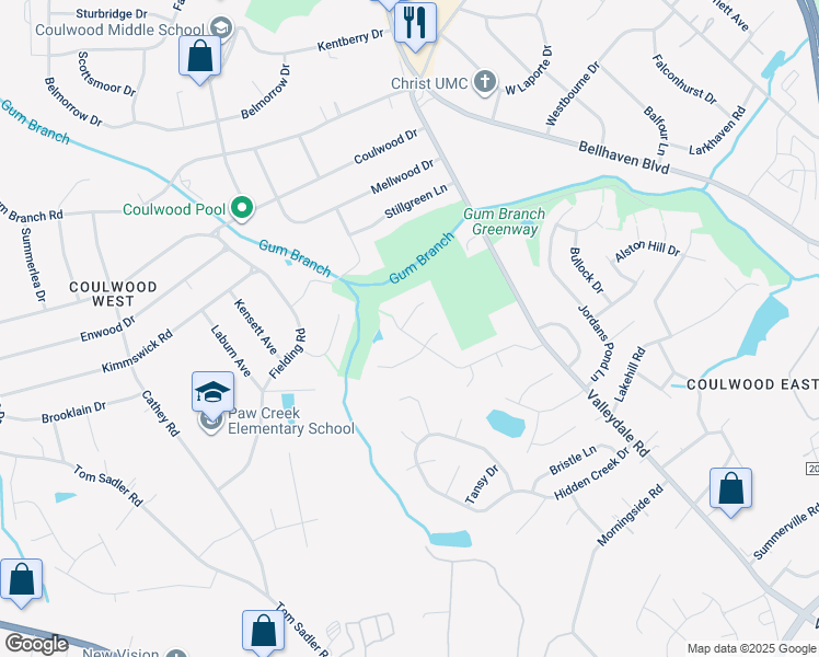 map of restaurants, bars, coffee shops, grocery stores, and more near 1300 Level Creek Lane in Charlotte