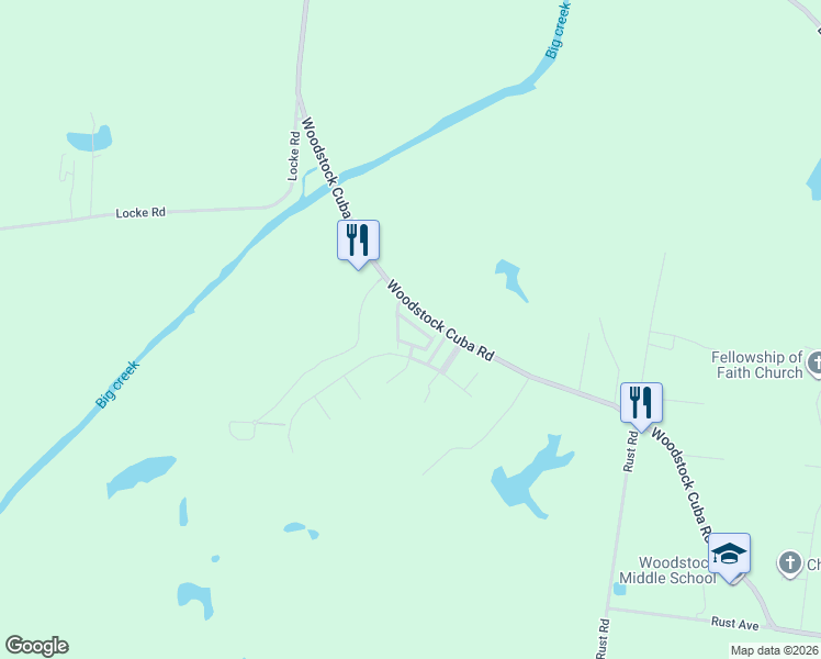 map of restaurants, bars, coffee shops, grocery stores, and more near 2261 North Big Creek View Circle in Millington