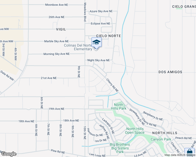 map of restaurants, bars, coffee shops, grocery stores, and more near 1090 Cactus Drive Northeast in Rio Rancho