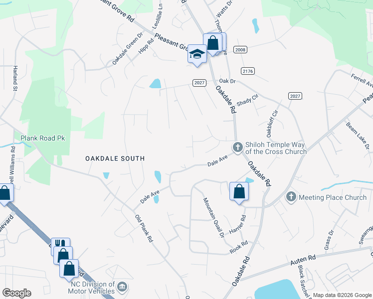 map of restaurants, bars, coffee shops, grocery stores, and more near 5311 Oakdale Ridge Road in Charlotte