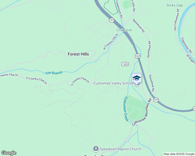 map of restaurants, bars, coffee shops, grocery stores, and more near 65 Poppy Lane in Cullowhee