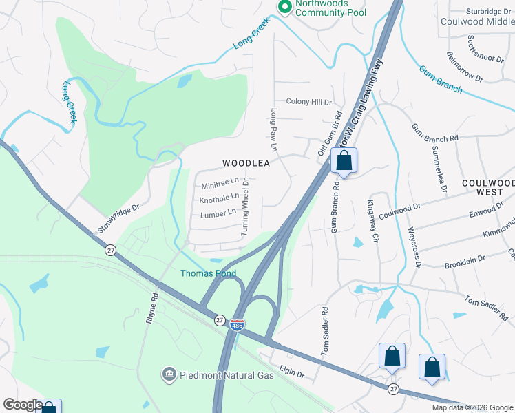 map of restaurants, bars, coffee shops, grocery stores, and more near 1814 Long Paw Lane in Charlotte