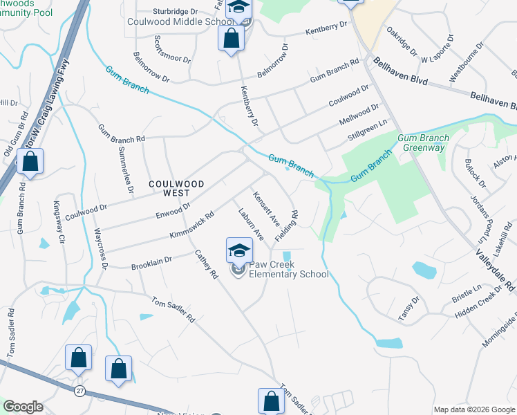 map of restaurants, bars, coffee shops, grocery stores, and more near 139 Kensett Avenue in Charlotte