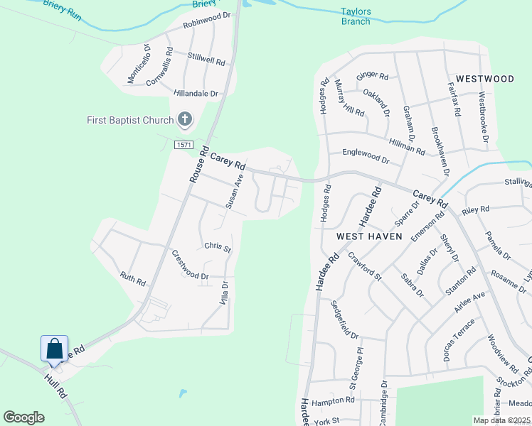 map of restaurants, bars, coffee shops, grocery stores, and more near 5b Will O Wisp Arms in Kinston