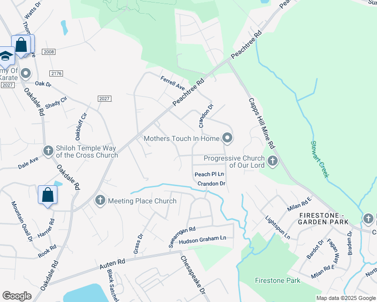 map of restaurants, bars, coffee shops, grocery stores, and more near 1529 Crandon Drive in Charlotte