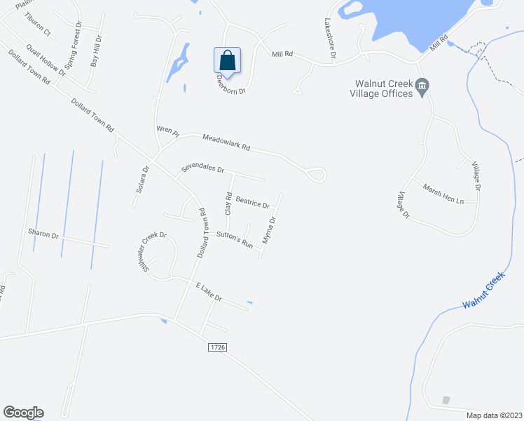 map of restaurants, bars, coffee shops, grocery stores, and more near 110 Beatrice Drive in Goldsboro
