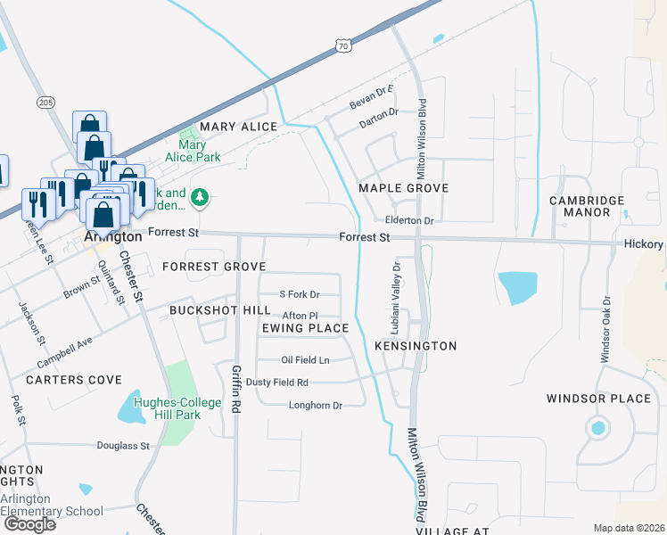 map of restaurants, bars, coffee shops, grocery stores, and more near 12346 Dallas Ridge Drive in Arlington