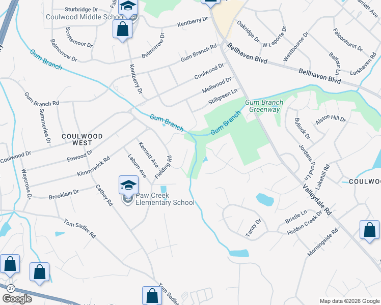 map of restaurants, bars, coffee shops, grocery stores, and more near 118 West Bank Drive in Charlotte