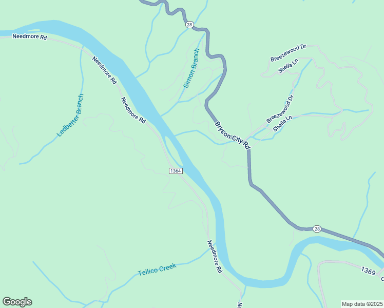 map of restaurants, bars, coffee shops, grocery stores, and more near 154 Dean Falls Trail in Bryson City