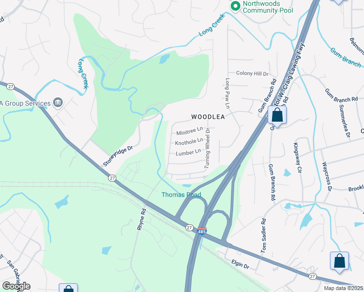 map of restaurants, bars, coffee shops, grocery stores, and more near 519 Knothole Lane in Charlotte