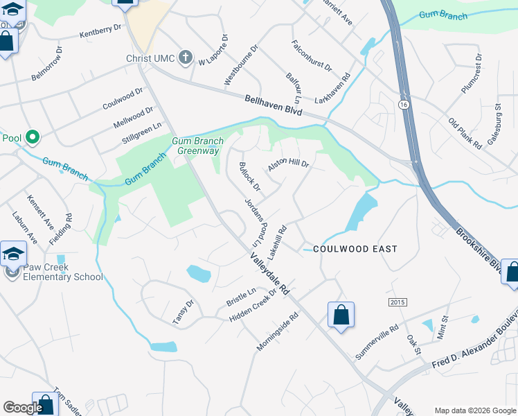 map of restaurants, bars, coffee shops, grocery stores, and more near 1134 Jordans Pond Lane in Charlotte