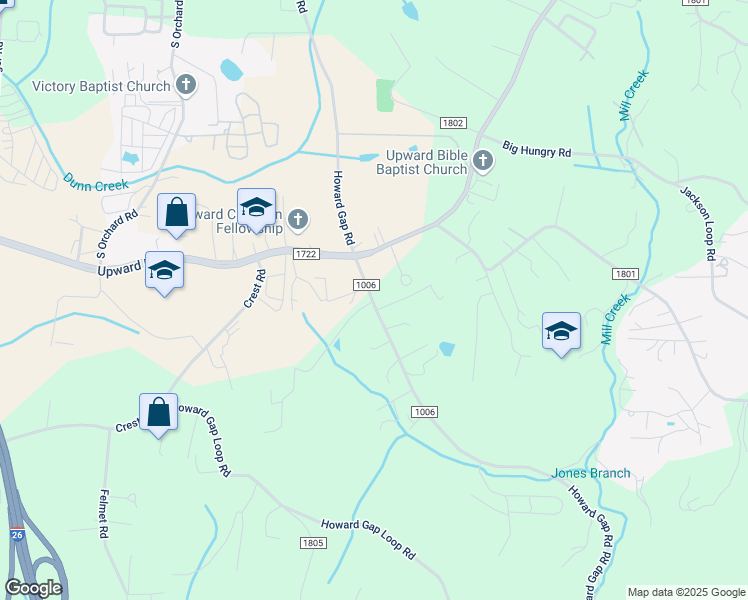 map of restaurants, bars, coffee shops, grocery stores, and more near 531 Cat Ridge Lane in Flat Rock