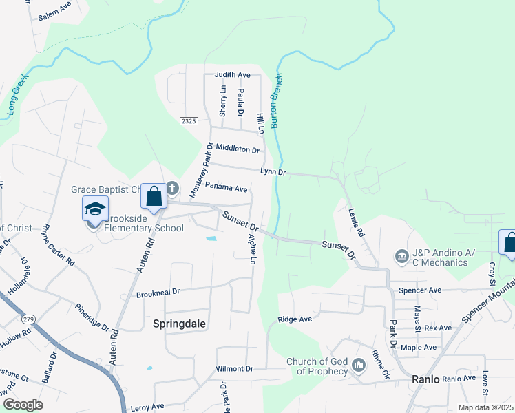 map of restaurants, bars, coffee shops, grocery stores, and more near 2118 Panama Avenue in Gastonia