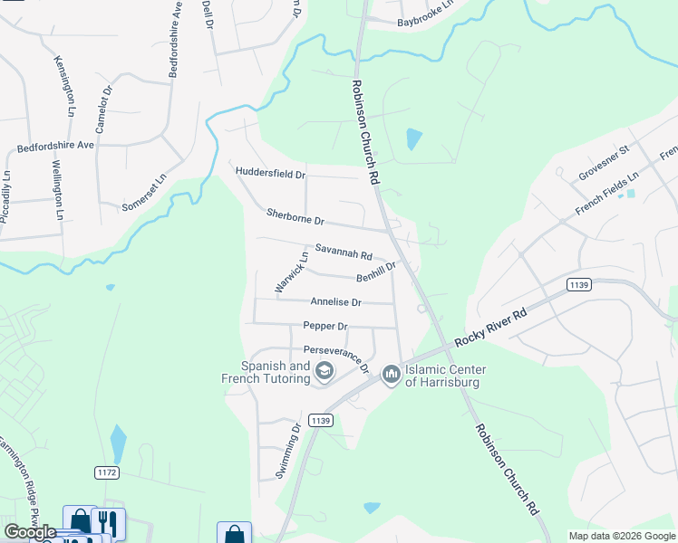 map of restaurants, bars, coffee shops, grocery stores, and more near 4846 Benhill Drive in Harrisburg