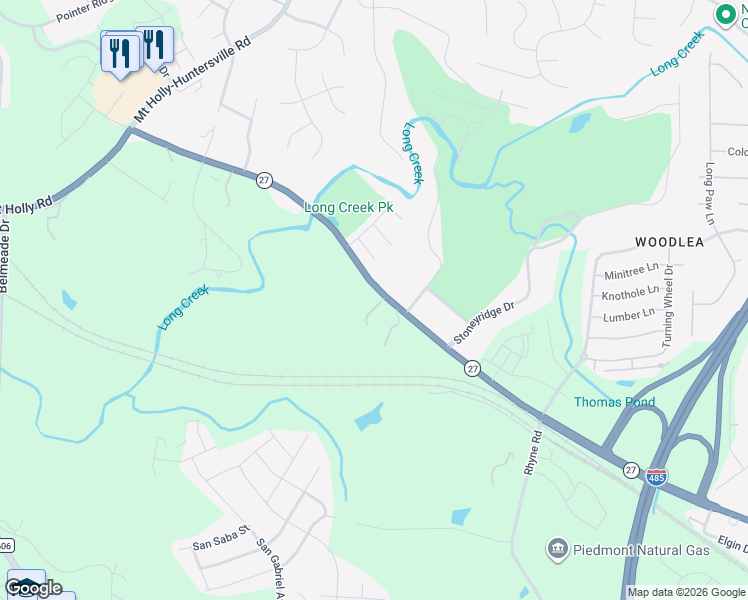 map of restaurants, bars, coffee shops, grocery stores, and more near 10235 Mount Holly Road in Charlotte