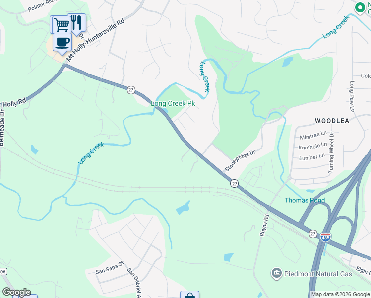 map of restaurants, bars, coffee shops, grocery stores, and more near 10235 Mount Holly Road in Charlotte