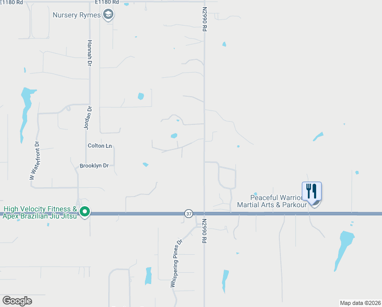 map of restaurants, bars, coffee shops, grocery stores, and more near 9301 North County Line Road in Newcastle
