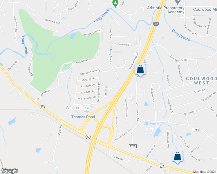map of restaurants, bars, coffee shops, grocery stores, and more near 1810 Long Paw Lane in Charlotte
