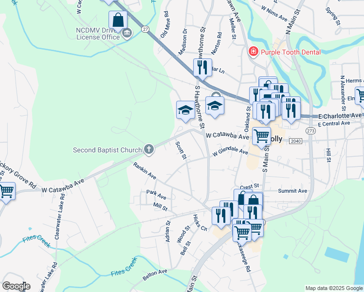 map of restaurants, bars, coffee shops, grocery stores, and more near 333 Scott Street in Mount Holly