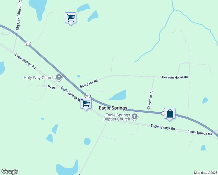 map of restaurants, bars, coffee shops, grocery stores, and more near Tuckaway Lane in Eagle Springs