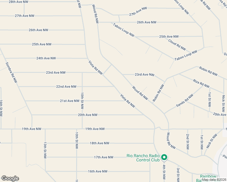 map of restaurants, bars, coffee shops, grocery stores, and more near 2201 Vista Road Northwest in Rio Rancho