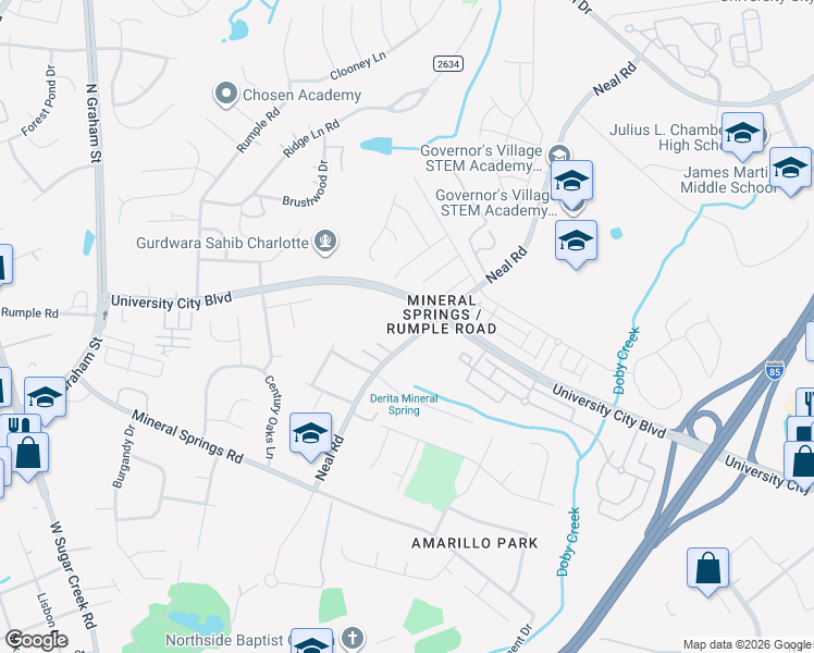 map of restaurants, bars, coffee shops, grocery stores, and more near 7315 Neal Road in Charlotte