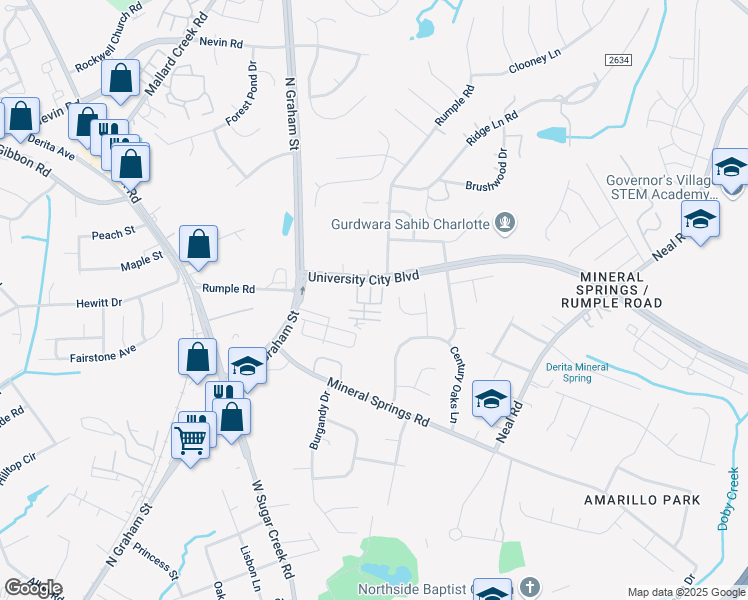 map of restaurants, bars, coffee shops, grocery stores, and more near in Charlotte