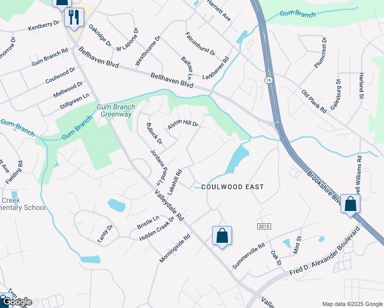 map of restaurants, bars, coffee shops, grocery stores, and more near 6924 Red Bud Circle in Charlotte